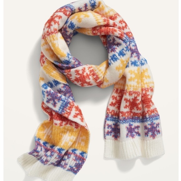 Old Navy Printed Sweater-Knit Scarf For Women, Multi Fair Isle - Picture 1 of 3